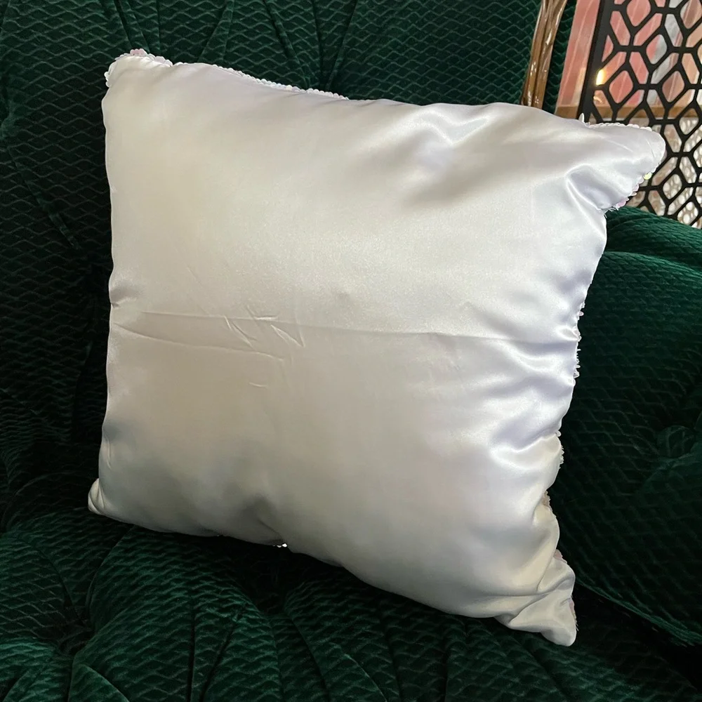 HOLOGRAPHIC AND SILVER SEQUIN PILLOW